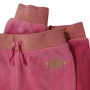Toddler Juicy Couture 3T vintage y2k style pink velour/gold glitter hem pants
